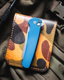 Pro-Tech Malibu Folding Knife Textured Blue Handles Stonewashed Magnacut Reverse Tanto Blade