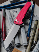 Pro-Tech Malibu 5405 LTD-Red – MagnaCut Reverse Tanto, Textured Red Handle, Gold Lip Pearl Button