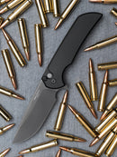 Pro-Tech Mordax Folding Knife - DLC Black Magnacut Blade, Smooth Black Handle | EDC Tactical Knife | MX103