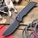 Pro-Tech Mordax Folding Knife - DLC Black Magnacut Blade, Smooth Black Handle | EDC Tactical Knife | MX103