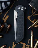 Pro-Tech Mordax Folding Knife Black Gridlock Textured Handles Magnacut Blade MX105-Gridlock