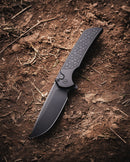 Pro-Tech Mordax Operator Black Gridlock Texted Handle DLC Black Magnacut Blade Tritium Button