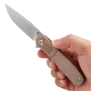 Tenable Einar T2072A5 – 3.13" Stonewashed Nitro-V Drop Point Blade, Brown Micarta Handle