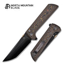 North Mountain Blade CHOP2 – 3.5" Tanto SLD-Magic Copper-Inlaid Carbon Fiber .45-Style Thumb Disc (2406-CUCF-DLC)