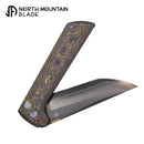 North Mountain Blade CHOP2 – 3.5" Tanto SLD-Magic Copper-Inlaid Carbon Fiber .45-Style Thumb Disc (2406-CUCF-DLC)