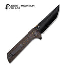 North Mountain Blade CHOP2 – 3.5" Tanto SLD-Magic Copper-Inlaid Carbon Fiber .45-Style Thumb Disc (2406-CUCF-DLC)