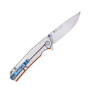 Ruike P801-J Framelock Folding Knife 3.46" Stonewash 14C28N Orange G-10/Stainless Steel Handles