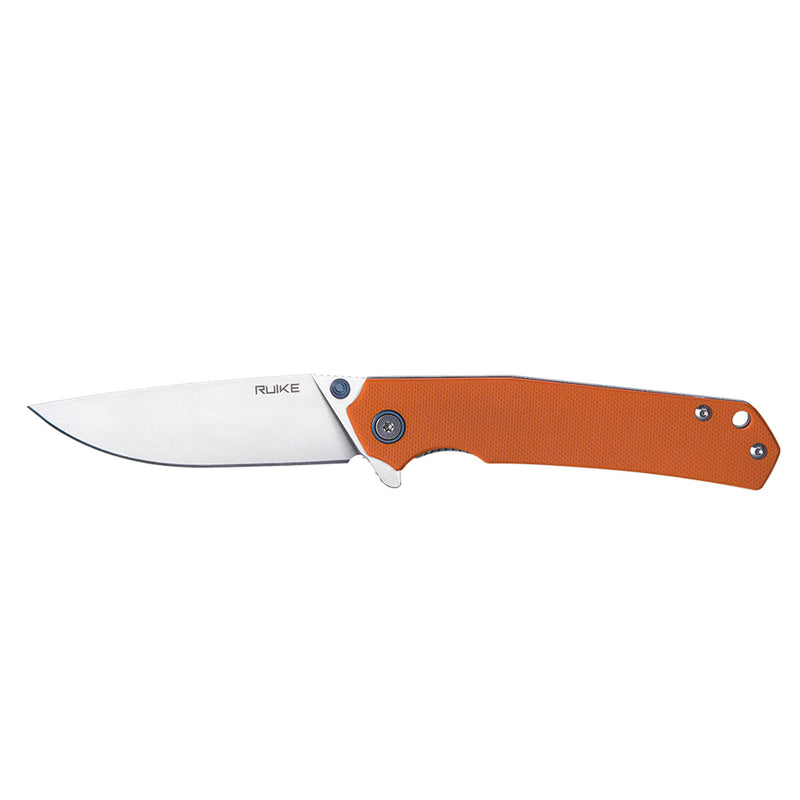 Ruike P801-J Framelock Folding Knife 3.46" Stonewash 14C28N Orange G-10/Stainless Steel Handles