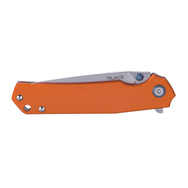 Ruike P801-J Framelock Folding Knife 3.46" Stonewash 14C28N Orange G-10/Stainless Steel Handles