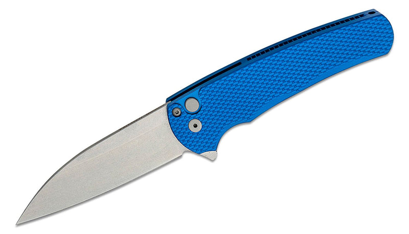 Pro-Tech Malibu Flipper Blue Textured Handles Magnacut Wharncliffe Bla