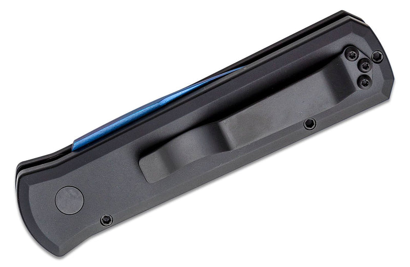 Pro-Tech Knives Godson 721-SB Folding Knife 3.15in Sapphire Blue 154cm Steel Blade Black Aluminum Handles Abalone Button