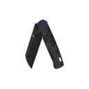 QSP Penguin V2 3.06" D2 blade Blue Shredded CF overlay G10 handle QS130V2-E2