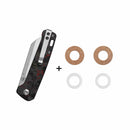 QSP Penguin V2 3.06" D2 blade Red Shredded CF overlay G10 handle QS130V2-F1