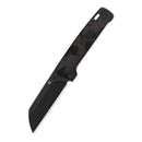 QSP Penguin V2 3.06" D2 blade Red Shredded CF overlay G10 handle QS130V2-F2