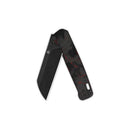 QSP Penguin V2 3.06" D2 blade Red Shredded CF overlay G10 handle QS130V2-F2