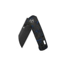 QSP Penguin Mini 2.225" 14C28N Black stonewashed blade Blue Shredded carbon fiber overlay G10 QS130XS-D2