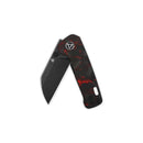 QSP Penguin Mini 2.25" 14C28N Black stonewashed blade Red Shredded carbon fiber overlay G10 QS130XS-E2