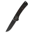 QSP Knife Osprey 3.25" 14C28N Red Shredded Carbon Fiber Overlay G10 QS139-F2
