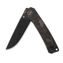 QSP Knife Osprey 3.25" 14C28N Red Shredded Carbon Fiber Overlay G10 QS139-F2