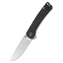 QSP Knife Osprey 3.25" 14C28N Blue Shredded Carbon Fiber Overlay G10 QS139-G1