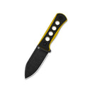 QSP Canary Neck Knife 2.50" 14C28N, Black Stoned wash Black/Yellow G10 QS141-A2