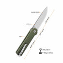 QSP Knife Lark 3.15" 14C28N, Satin Finish G10 QS144-C