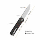 QSP Lark 3.15" 14C28N, satin finish Red Shredded CF overlay G10 QS144-D