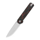 QSP Lark 3.15" 14C28N, satin finish Red Shredded CF overlay G10 QS144-D