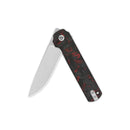 QSP Lark 3.15" 14C28N, satin finish Red Shredded CF overlay G10 QS144-D