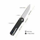 QSP Lark 3.15" 14C28N, satin finish Shredded CF Overlay G10 QS144-E
