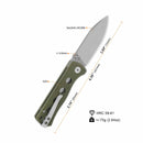 QSP Knife Canary folder 2.84'' 14C28N Olive Green G10 QS150-F1