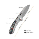 QSP Capybara 3.00" Böhler, M390 bead blast titanium with red blue camo CF inlay QS152-B2