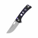 QSP Knife Unicorn 3.25'' 14C28N Black Surface Purple Liner G10 QS156-B1
