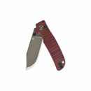 QSP Kali 3.25" 14C28N, Champagne ceramic coated Dark Red G10 QS159-A2