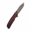 QSP Kali 3.25" 14C28N, Champagne ceramic coated Dark Red G10 QS159-A2