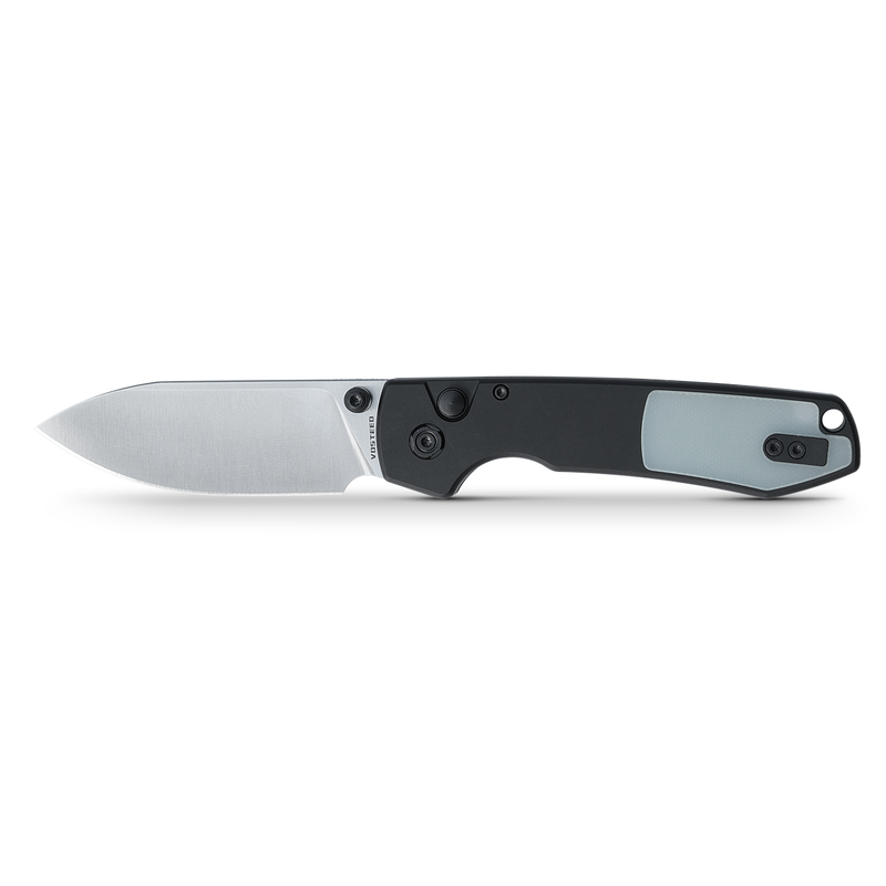 Vosteed Raccoon Folding Knife 3.25in 14C28N Steel Black Aluminum & Jade G10 Handles
