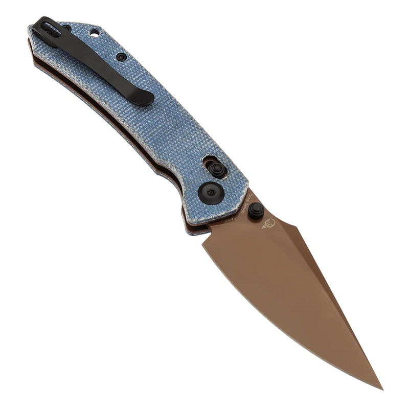 Tenable Fenrir T1034V6 – Blue Micarta, 3.48" Rose Gold Nitro-V Blade, Sparrow Knife Co. Design