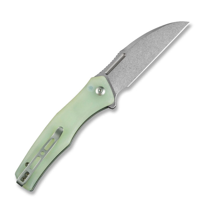 SENCUT Watauga Flipper & Button Lock Knife Natural G10 Handle (3.48" Stonewashed D2 Blade) S21011-3