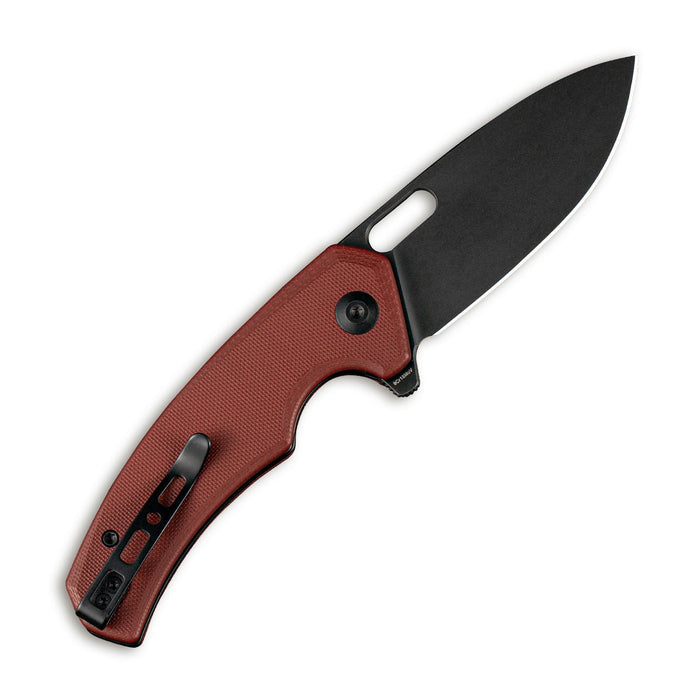 SENCUT Acumen Flipper & Manual Thumb Knife Burgundy G10 Handle (2.98" Black Stonewashed 9Cr18MoV Blade) SA06B