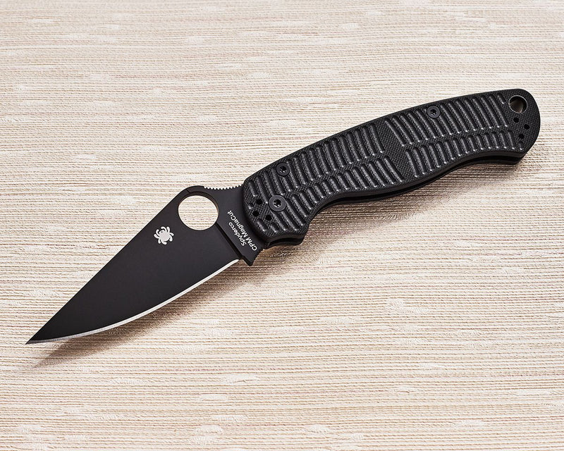 Spyderco Para 3 Salt – 2.93" Black DLC CPM MagnaCut PlainEdge, Black G-10 Handles, Compression Lock – C223GMCBKP