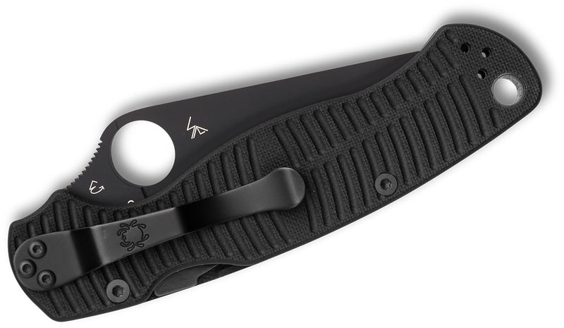 Spyderco Para 3 Salt – 2.93" Black DLC CPM MagnaCut PlainEdge, Black G-10 Handles, Compression Lock – C223GMCBKP