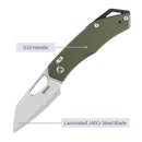 SRM Cub 2.87" Laminated 140Cr Steel, HRC 61-63 Green G10 261M-GP2