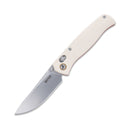 SRM Medal - 3.2" Stonewash Blade - White G10 Handle with Red Liners - 255L-GT2
