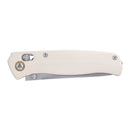 SRM Medal - 3.2" Stonewash Blade - White G10 Handle with Red Liners - 255L-GT2