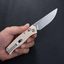 SRM Medal - 3.2" Stonewash Blade - White G10 Handle with Red Liners - 255L-GT2