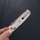 SRM Medal - 3.2" Stonewash Blade - White G10 Handle with Red Liners - 255L-GT2
