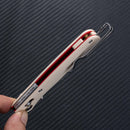 SRM Medal - 3.2" Stonewash Blade - White G10 Handle with Red Liners - 255L-GT2
