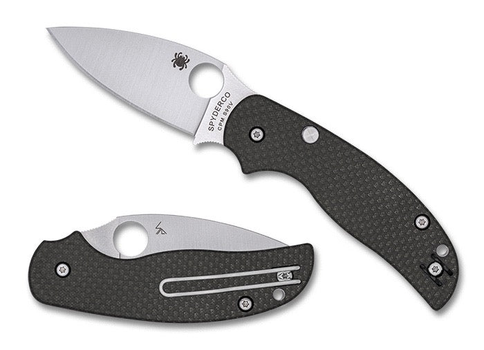 Spyderco Sage 6 Button-Release Compression Lock – 3" Satin CPM-S90V Blade, Carbon Fiber Handle – Sprint Run Model C123CFBCLS90VP