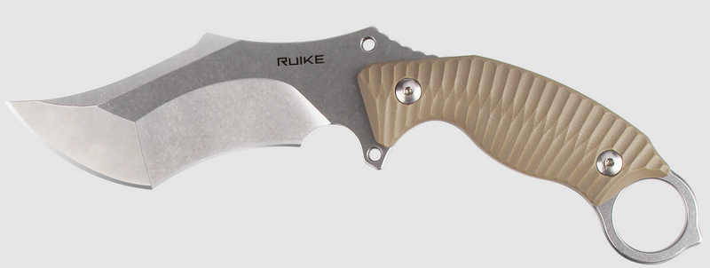 Ruike Karambit Fixed Blade Knife 4.53in 14C28N Steel Desert Sand G10 Handles RK-F181-W
