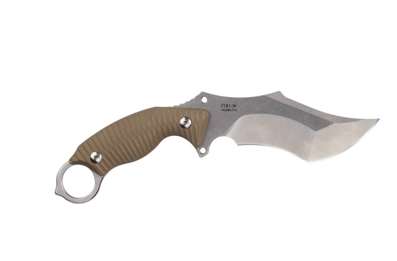 Ruike Karambit Fixed Blade Knife 4.53in 14C28N Steel Desert Sand G10 Handles RK-F181-W